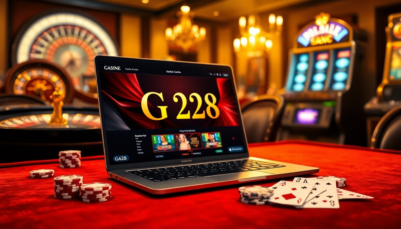 Experience G28 excitement with elegant casino tables and vibrant gambling visuals.