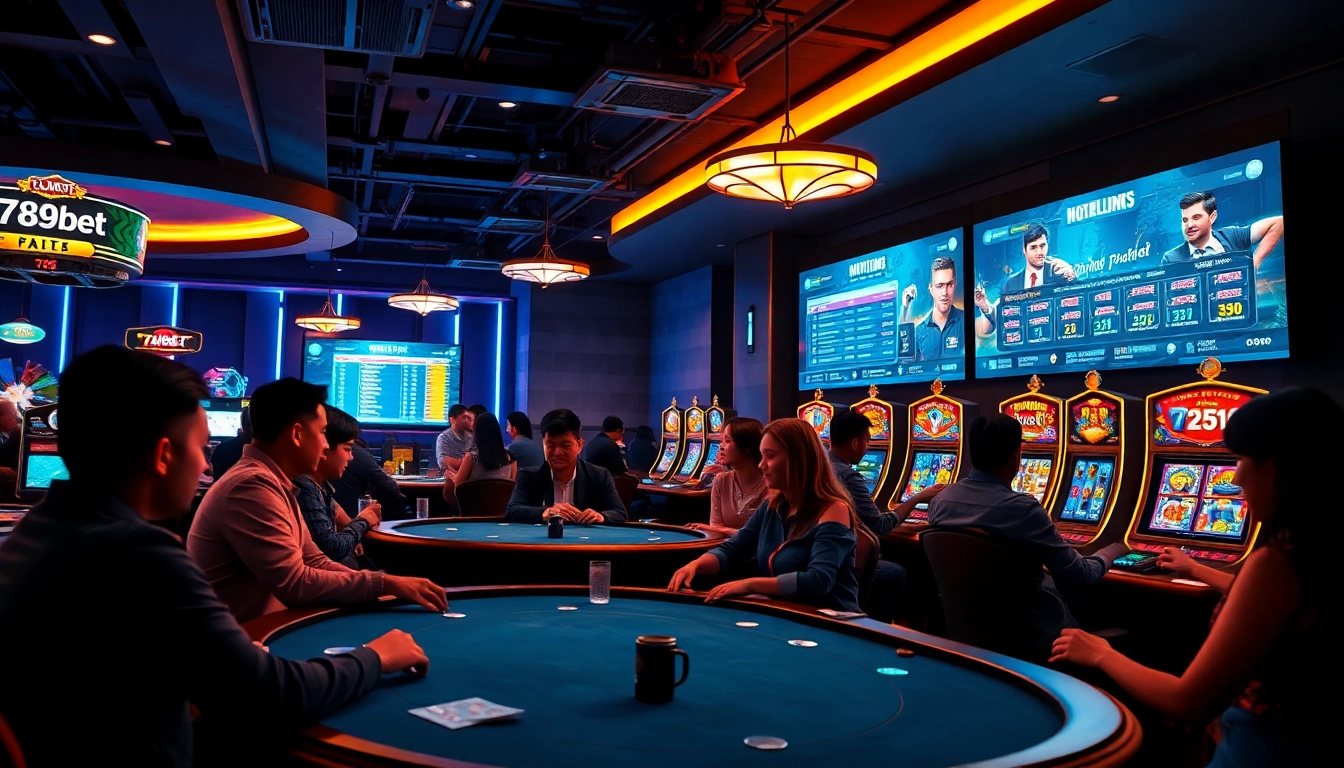 Engaged players exploring 789bet online gaming platform with poker and slots.