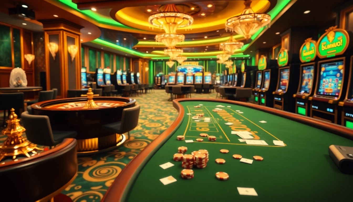 Experience a thrilling gaming session at NOHU90 with vibrant casino visuals and engaging gameplay elements.