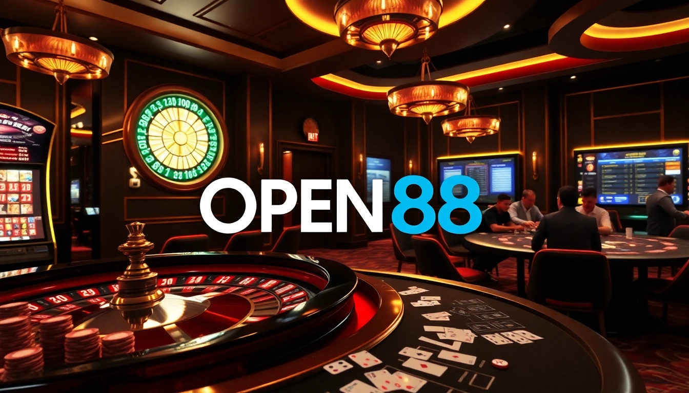 Experience exciting gaming opportunities at OPEN88 with vibrant casino elements and thrilling games.