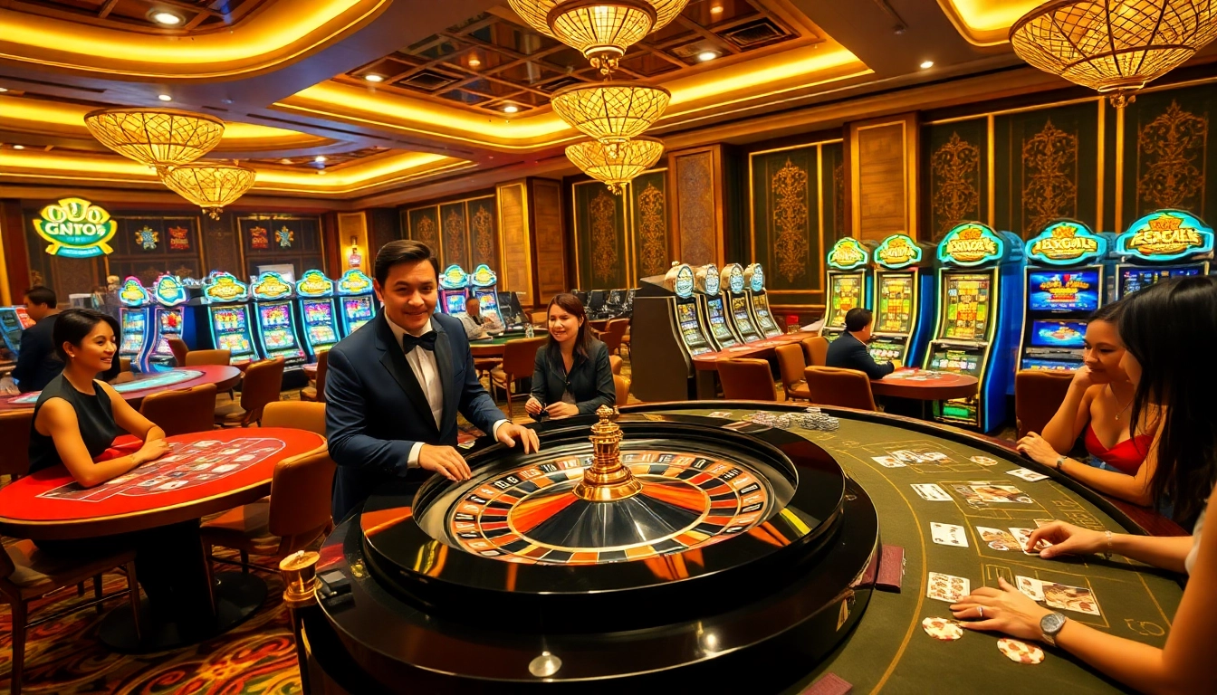 Exciting gambling experience at nhà cái xx88 with luxury casino setting and roulette table.