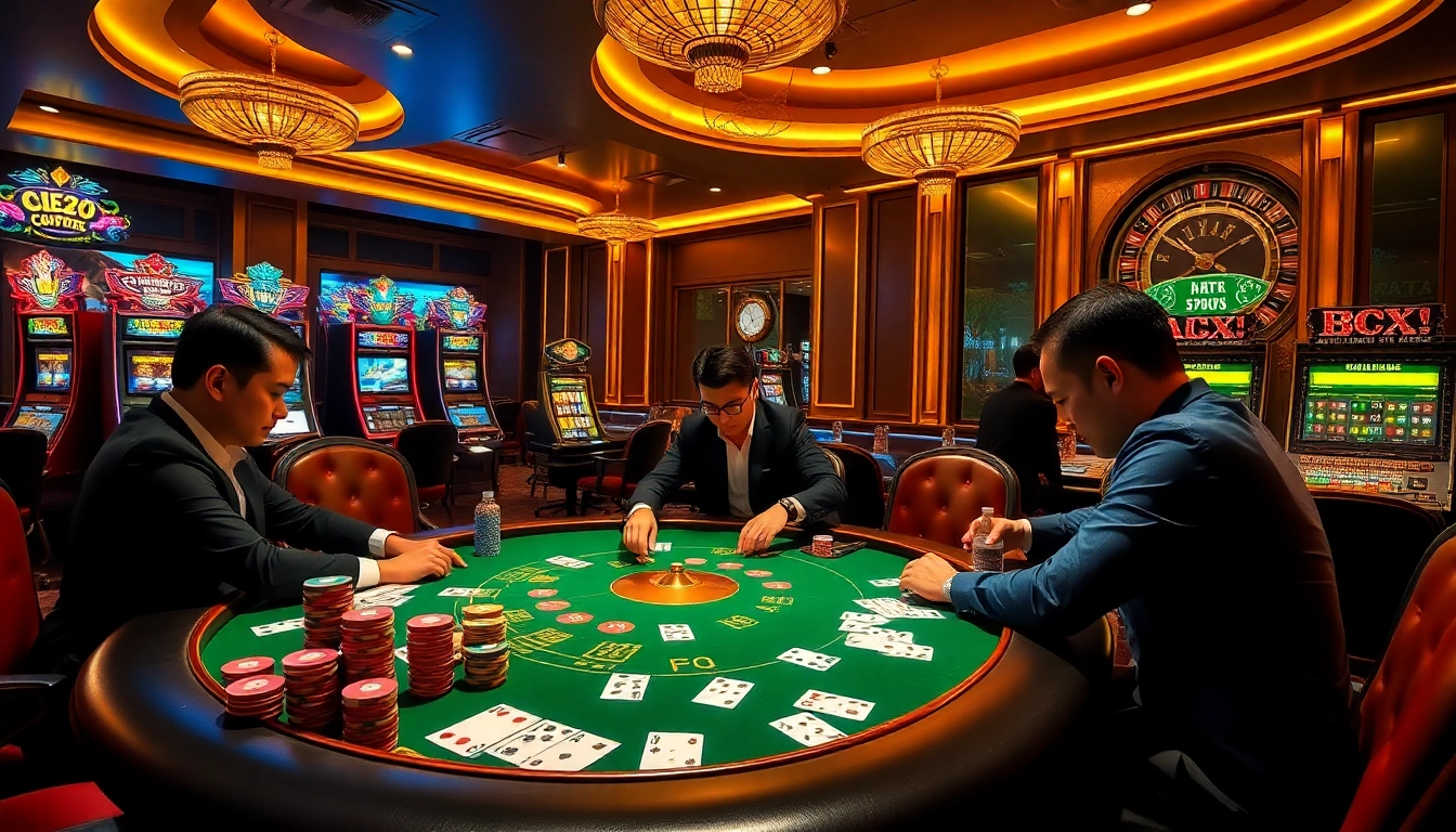 Engage in thrilling poker action with professionals at https://vin88zone.club/, showcasing vibrant gaming elements.