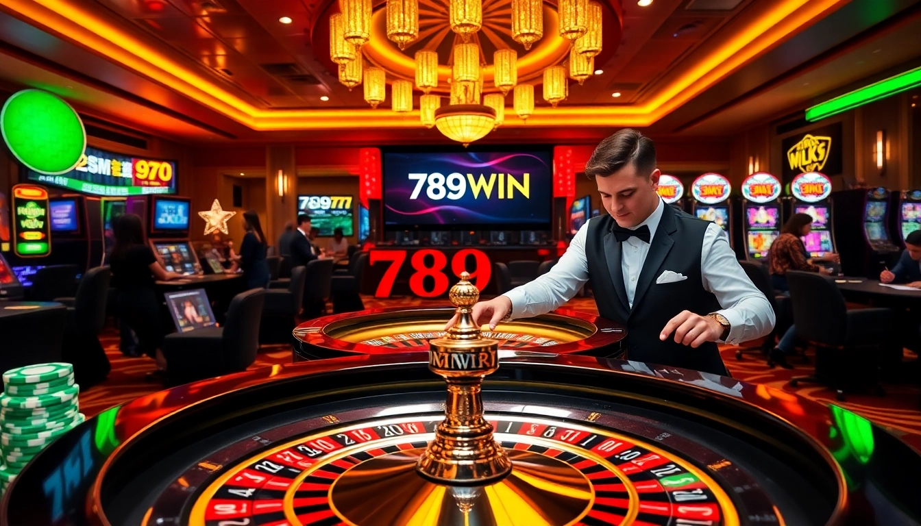 Experience the excitement of gambling at 789WIN with a luxurious casino setting and thrilling game action.