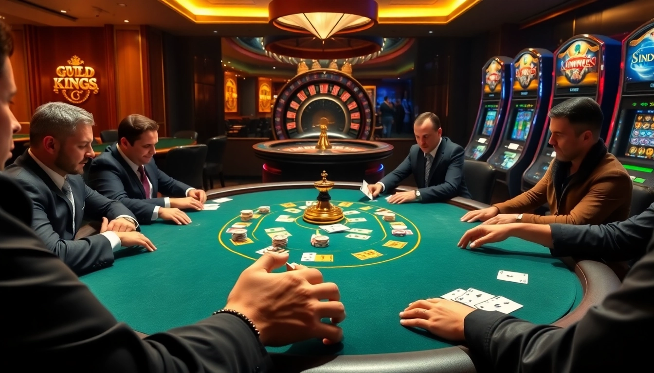 Experience the luxury of king 88 as players engage in high-stakes poker at a stylish casino table.