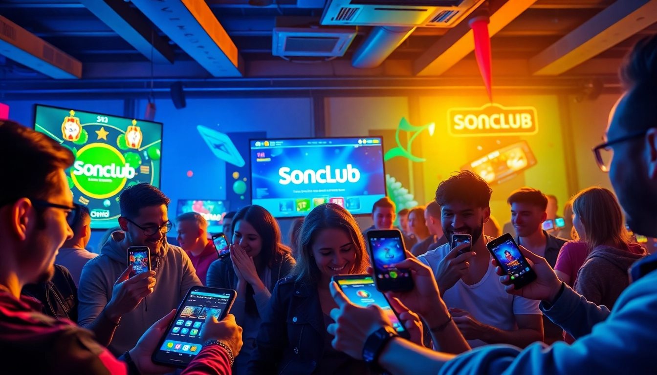 Players enjoying the Sonclub app in a vibrant online gaming environment with dynamic visuals.