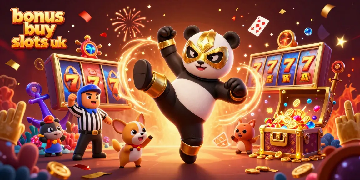 Experience the thrill of bonus buy slots uk with dynamic gaming action illustrated by a lively scene.